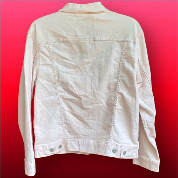 Levi's Size Medium M Pastel Soft Pink Denim Jean Jacket Ex-Boyfriend Trucker - Picture 3 of 8